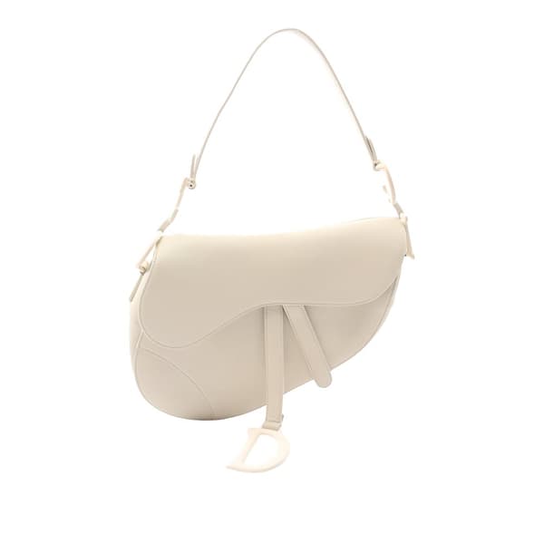 Pre-owned Dior Ultra Matte Calfskin Saddle Bag White