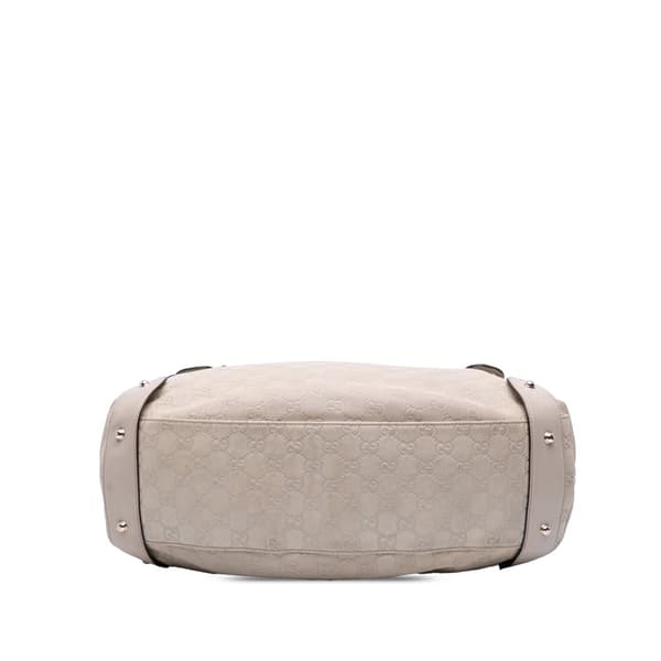 Pre-owned Gucci Guccissima Horsebit Pelham Shoulder Bag White