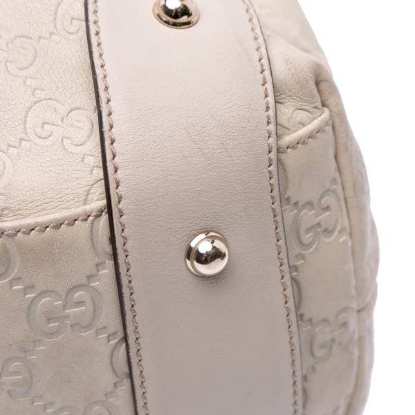 Pre-owned Gucci Guccissima Horsebit Pelham Shoulder Bag White