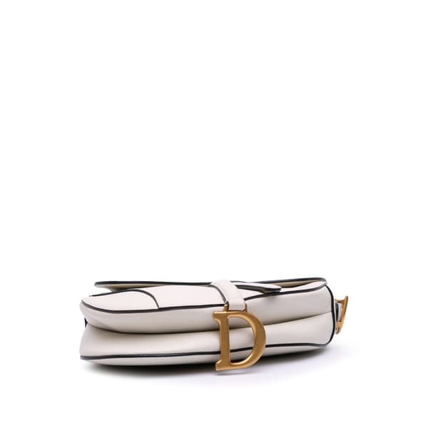 Pre-owned Dior Grained Calfskin Saddle Bag White