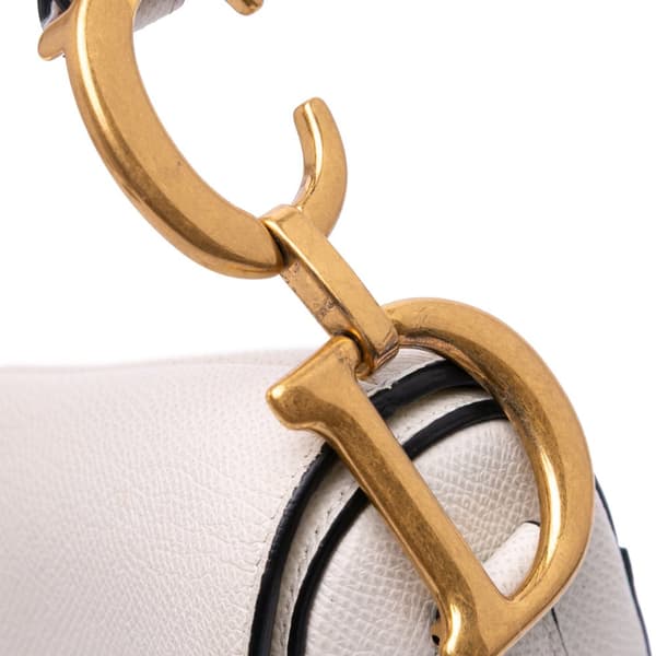 Pre-owned Dior Grained Calfskin Saddle Bag White