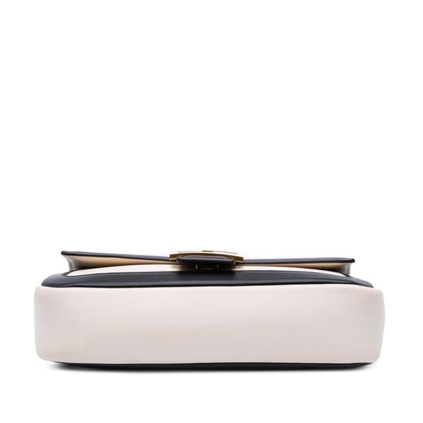Pre-owned Fendi Bicolor Leather Chain Midi Baguette White