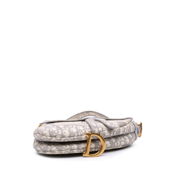 Pre-owned Dior Oblique Canvas Embroidered Saddle Bag Gray