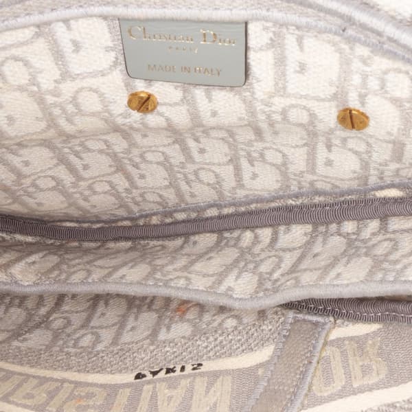 Pre-owned Dior Oblique Canvas Embroidered Saddle Bag Gray