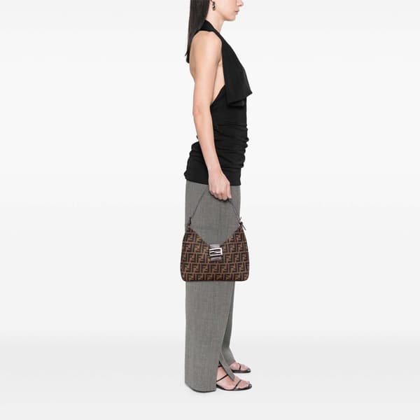 Pre-owned Fendi Zucca Canvas Shoulder Bag Brown