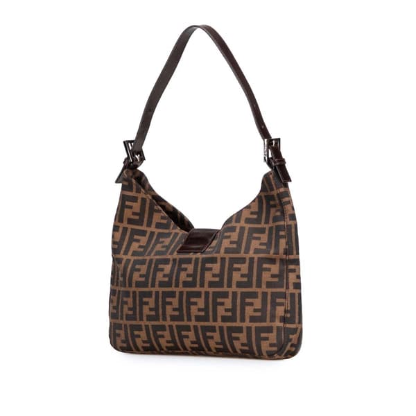 Pre-owned Fendi Zucca Canvas Shoulder Bag Brown