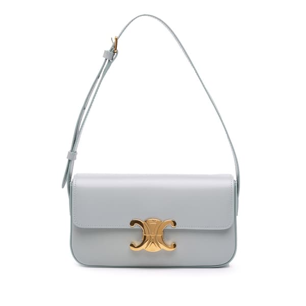 Pre-owned Celine Shiny Calfskin Claude Shoulder Bag Gray