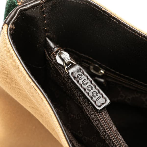 Pre-owned Gucci Canvas Web Shoulder Bag Brown