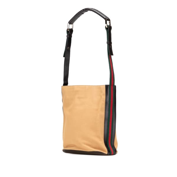 Pre-owned Gucci Canvas Web Shoulder Bag Brown