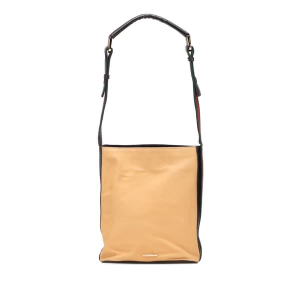 Pre-owned Gucci Canvas Web Shoulder Bag Brown