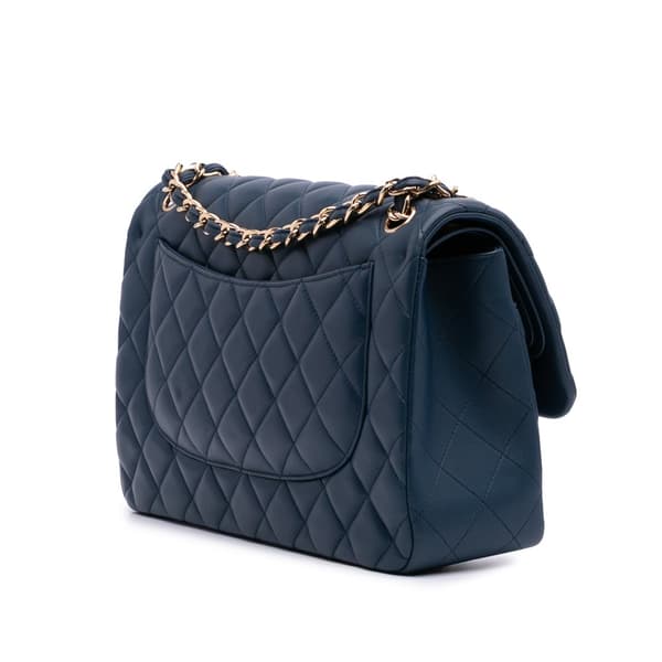 Pre-owned Chanel Jumbo Classic Lambskin Double Flap Blue