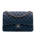 Pikkukuva 1 / 10: Pre-owned Chanel Jumbo Classic Lambskin Double Flap Blue