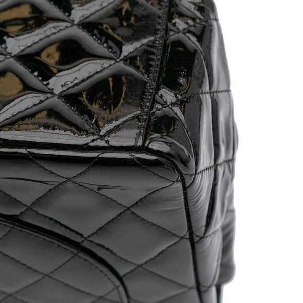 Pre-owned Chanel Maxi Classic Patent Double Flap Black
