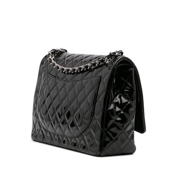 Pre-owned Chanel Maxi Classic Patent Double Flap Black