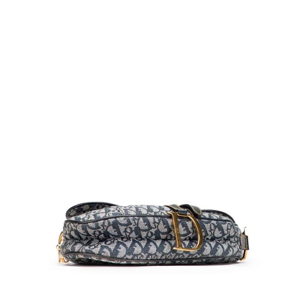 Pre-owned Dior Oblique Canvas Saddle Bag Blue