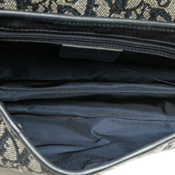 Pre-owned Dior Oblique Canvas Saddle Bag Blue