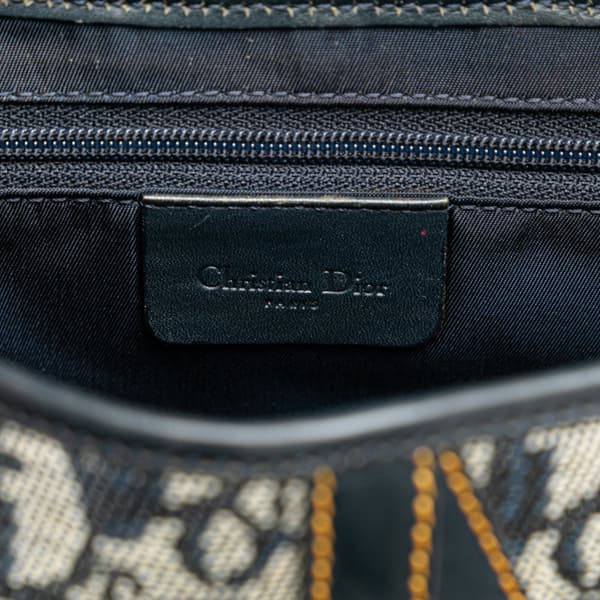 Pre-owned Dior Oblique Canvas Saddle Bag Blue