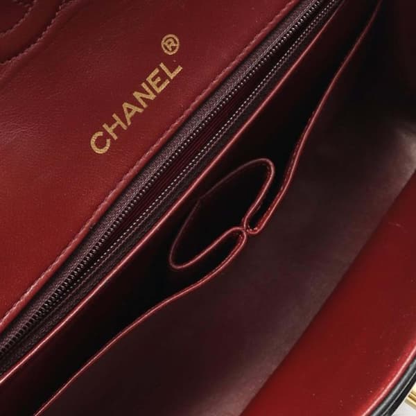 Pre-owned Chanel Medium Tall Classic Lambskin Double Flap Black