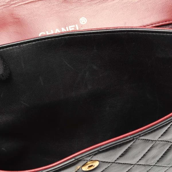 Pre-owned Chanel Medium Tall Classic Lambskin Double Flap Black