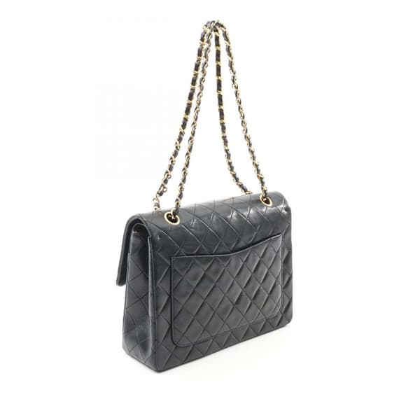 Pre-owned Chanel Medium Tall Classic Lambskin Double Flap Black