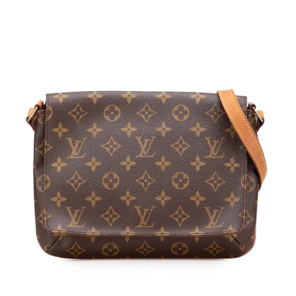 Pre-owned Louis Vuitton Monogram Musette Tango Short Strap Brown