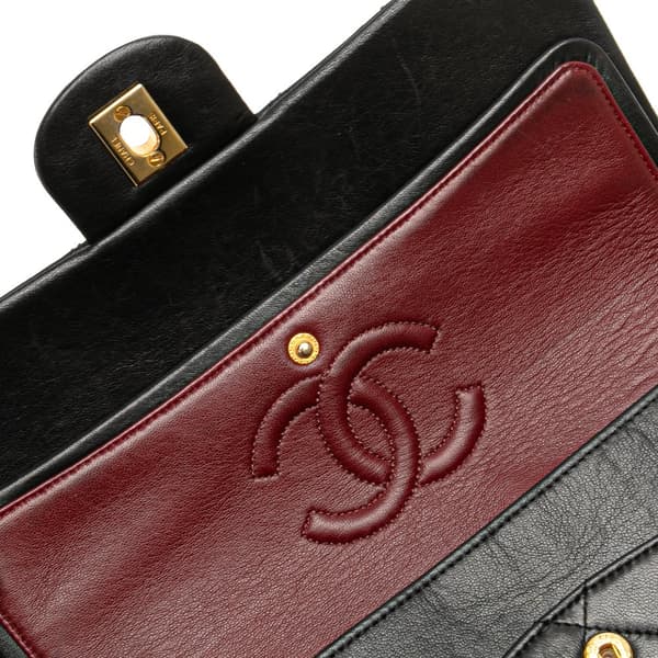 Pre-owned Chanel Medium Tall Classic Lambskin Double Flap Black