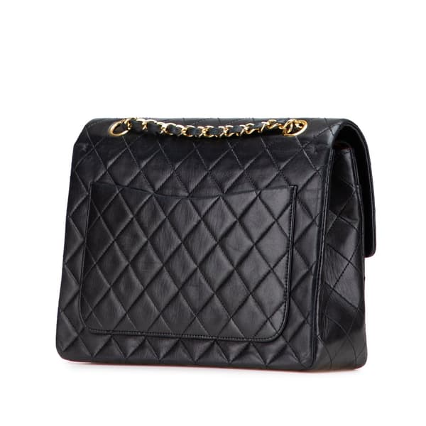 Pre-owned Chanel Medium Tall Classic Lambskin Double Flap Black