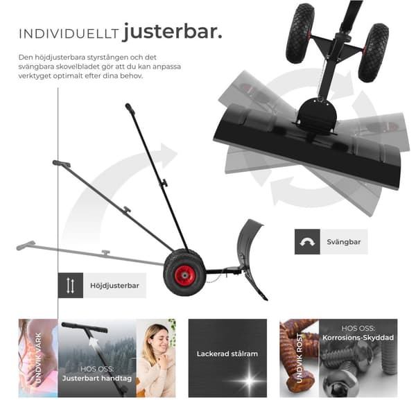 Snöskyffel Muttler med mönstrade luftdäck - svart/silver