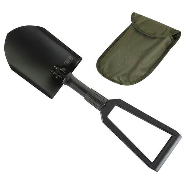 Svart M-Tac hopfällbar sits med grönt lock, stål och plast