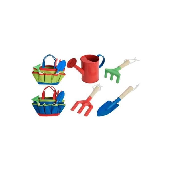 Set med 5 trädgårdsredskap för barn - GENERISK - Dusch, 2 rakor, spade och väska - Vit - 2 års garanti
