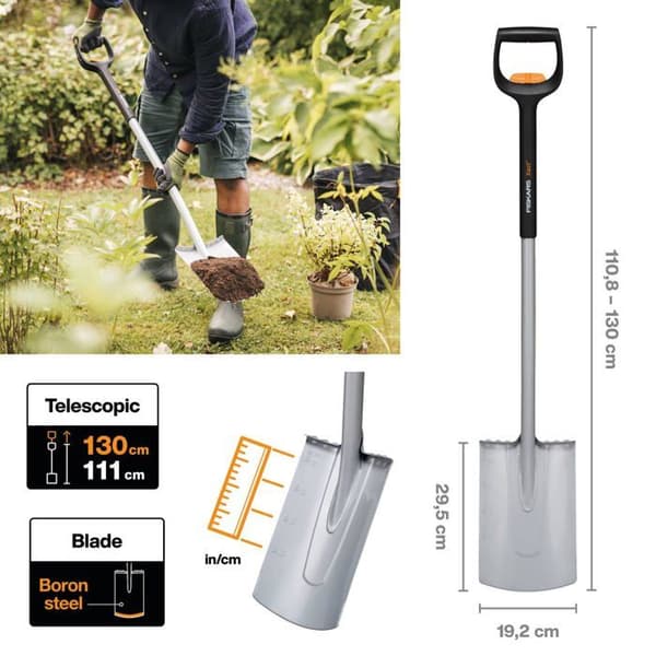 Beche Fiskars - aw873952 - Teleskopisk spade 110-130cm bred 192mm [1000620,fs131310]xact