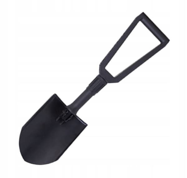 Sammenklappelig skovl + låg 59 cm sort metal