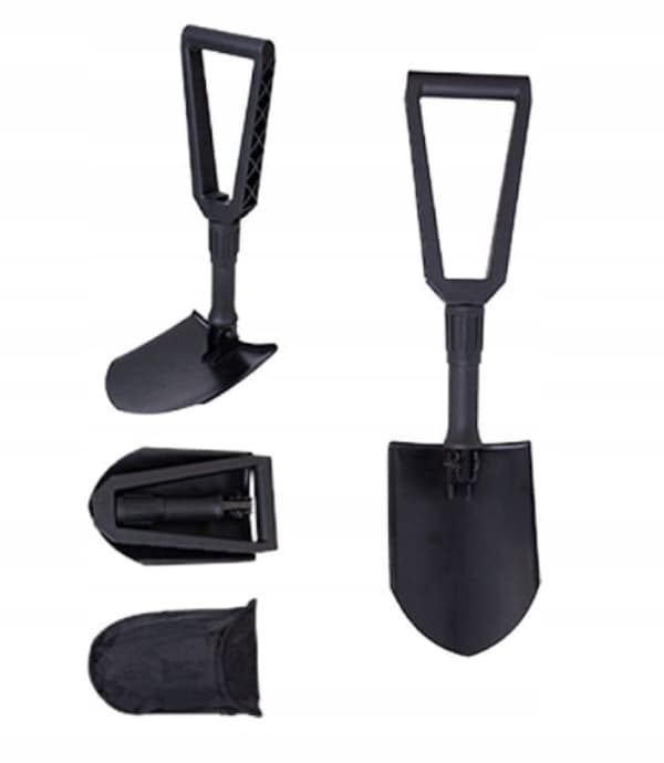 Sammenklappelig skovl + låg 59 cm sort metal