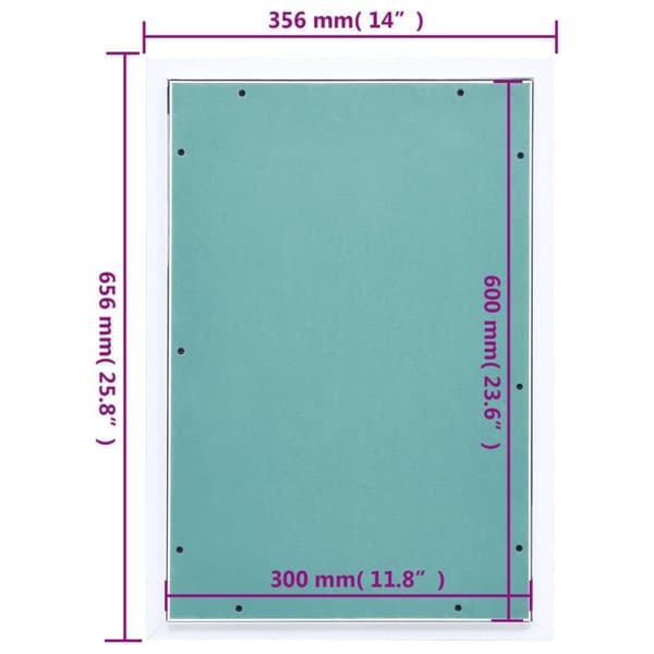 vidaXL Huoltoluukkupaneeli alumiinikehys ja kipsilevy 300x600 mm