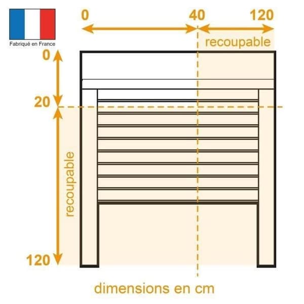 Skärbar rullande slutare - PVC - Manuell rem - L 100 x H 120 cm