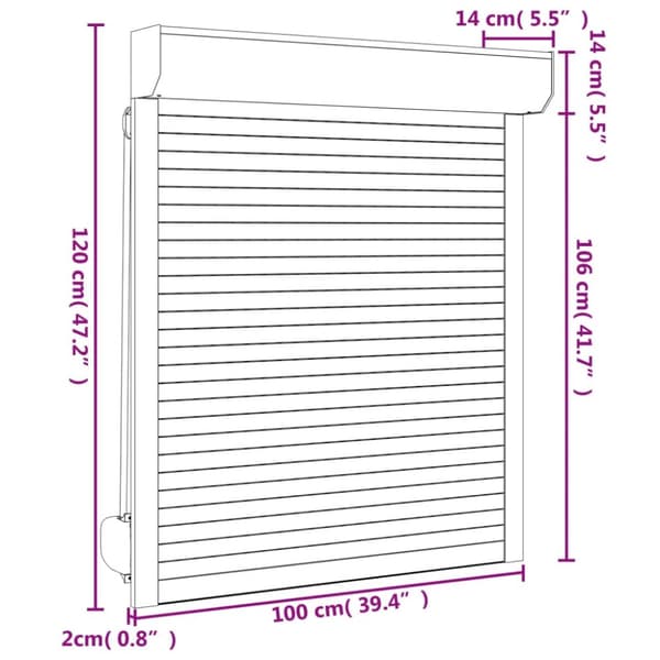 rulleskodder aluminium 100x120 cm hvid