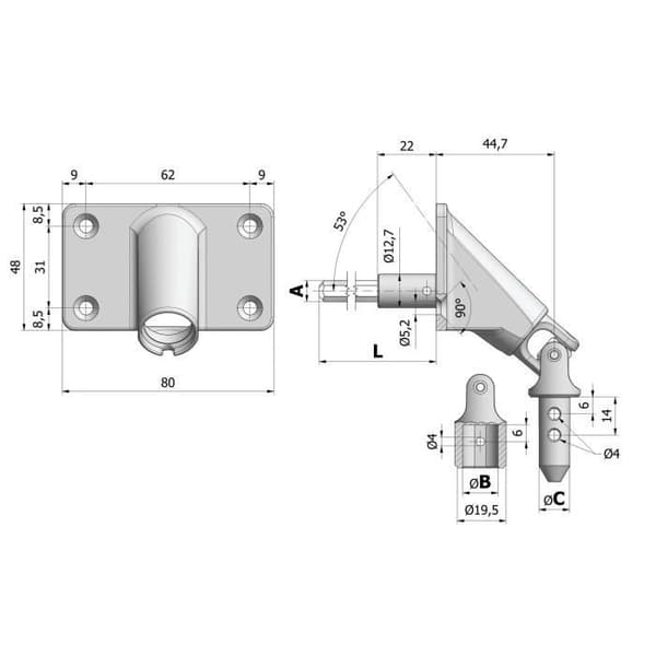 SORTIE 90D F13 PLATI ZAMAC 80X48 C81430 ASS RAL901