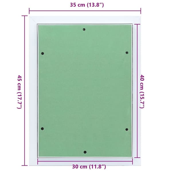 vidaXL Access Panel Grön, Silver Aluminium, Gips 450 x 350 x 12.5 mm