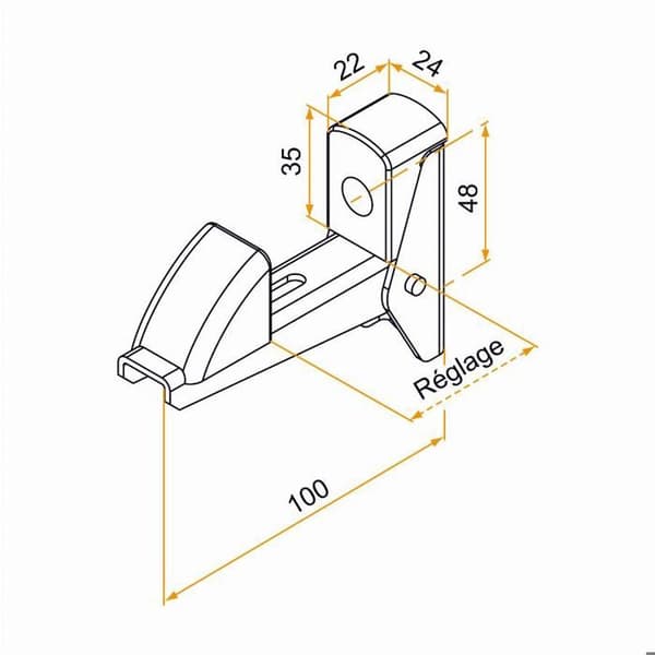 Automatisk rullgardinsstopp - GENERISK - Att skruva fast - Aluminium - Justering 5 till 50 mm - Svart
