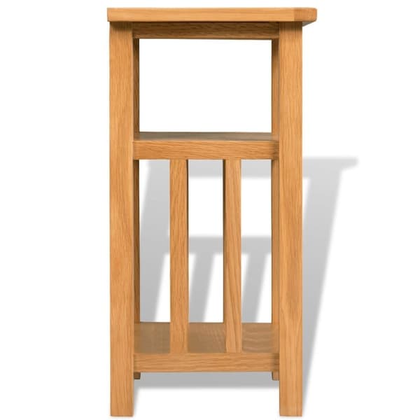 vidaXL Endebord med bladhylle 27x35x55 cm heltre eik