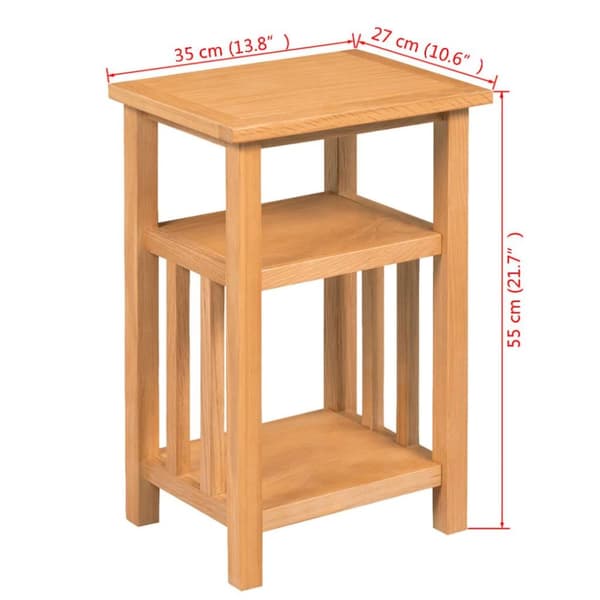 vidaXL Endebord med bladhylle 27x35x55 cm heltre eik