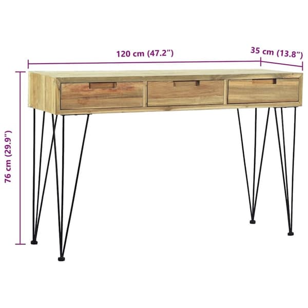 vidaXL Konsolbord 120x35x76 cm massiv teak