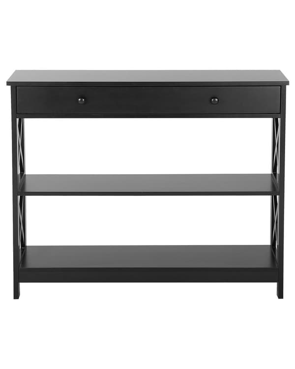 Konsolipöytä musta MDF-levy 100 x 30 x 80 cm laatikolla hyllyillä moderni tyyli