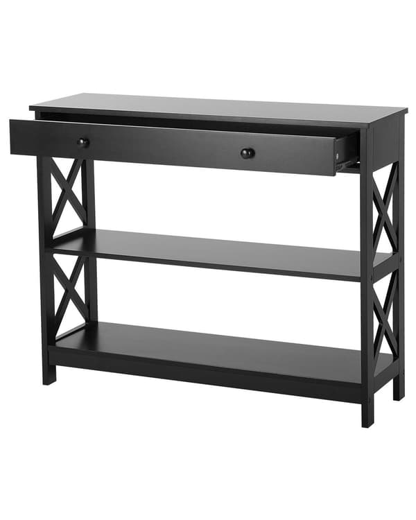 Konsolipöytä musta MDF-levy 100 x 30 x 80 cm laatikolla hyllyillä moderni tyyli