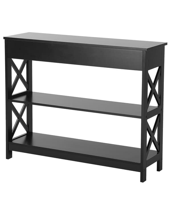 Konsolipöytä musta MDF-levy 100 x 30 x 80 cm laatikolla hyllyillä moderni tyyli