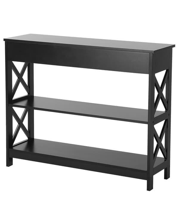 Konsolipöytä musta MDF-levy 100 x 30 x 80 cm laatikolla hyllyillä moderni tyyli
