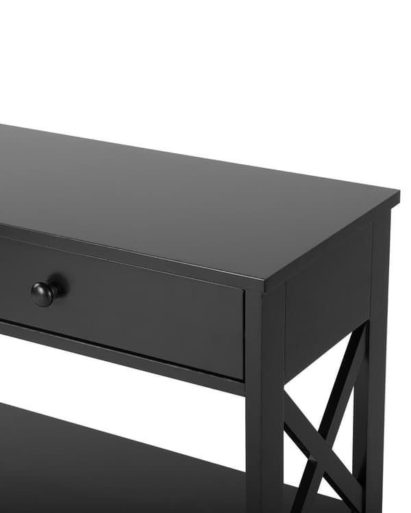Konsolipöytä musta MDF-levy 100 x 30 x 80 cm laatikolla hyllyillä moderni tyyli