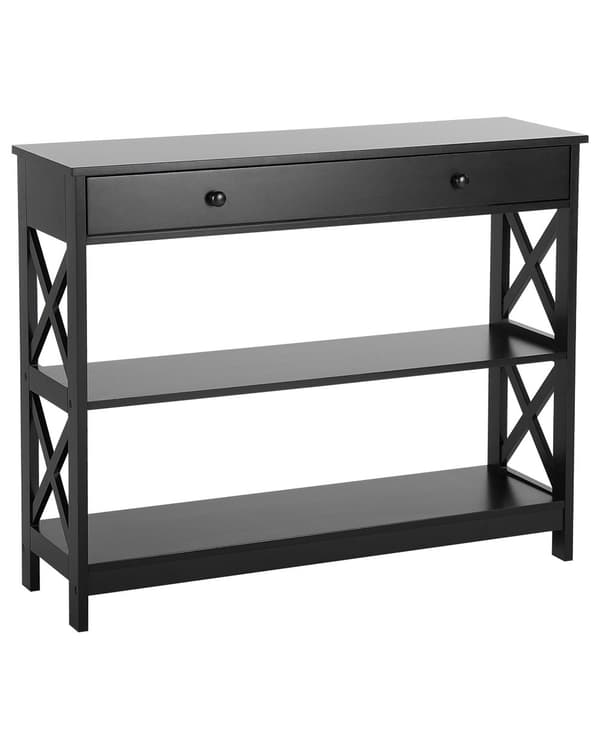 Konsolipöytä musta MDF-levy 100 x 30 x 80 cm laatikolla hyllyillä moderni tyyli