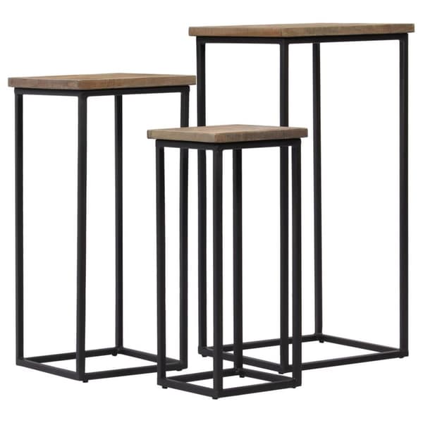 vidaXL plantebordssæt 3 dele genanvendt teak