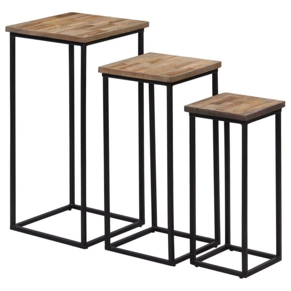 vidaXL plantebordssæt 3 dele genanvendt teak